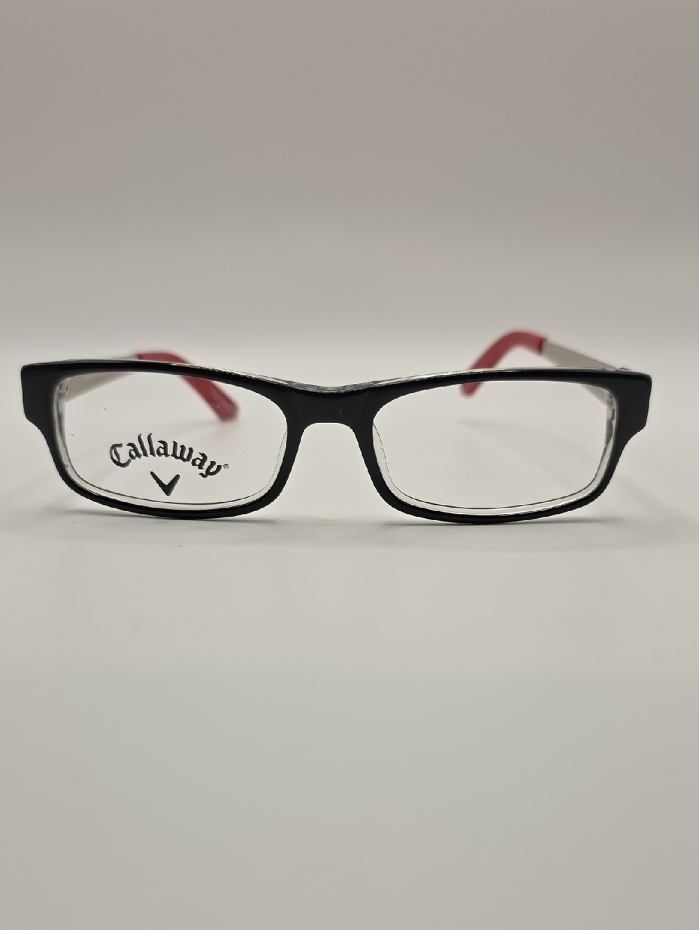 Juniors Callaway Non-Prescription Black Frame Eyeglasses with Red Accents